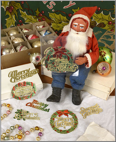 vintage 1970s Christmas scripts foil paper diecuts from Japan