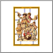 Victorian Snow Children scrap relief sheet Mamelok England