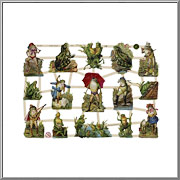 Froggy Antics scrap picture sheet EF Germany