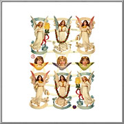 Christmas Angels with Banners scrap relief sheet EF Germany