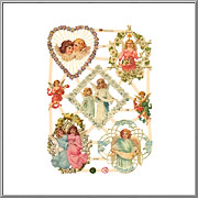 Dainty Angels in Floral Frames scrap relief sheet EF Germany