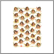 Small Cherubic Angel Heads scrap relief sheet EF Germany
