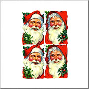 Large Cheery Father Christmas Faces scrap relief sheet MLP Mamelok England