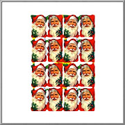 Small Cheery Father Christmas Faces scrap relief sheet MLP Mamelok England