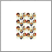 Small British Santa Claus Faces scrap relief sheet MLP Mamelok England